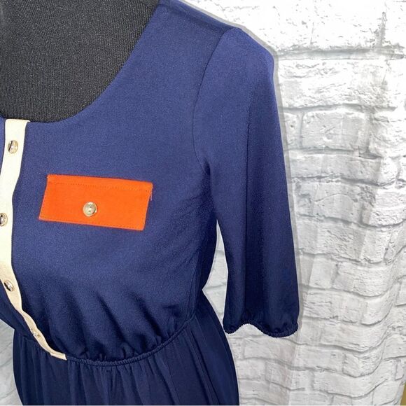 Sweet storm 3/4 sleeve elastic waist color block dress size small - Picture 5 of 8